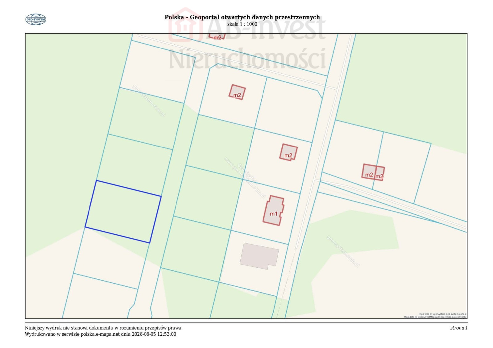 Działka Sprzedaż Ładzin 3
